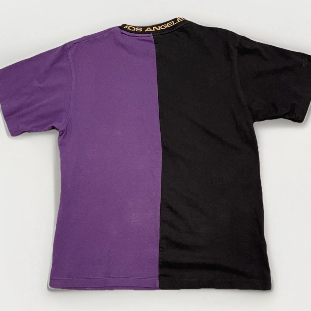 Mitchell & Ness LA Lakers T-shirt Size Medium NBA Hardwood Classics Black Purple - Picture 10 of 11